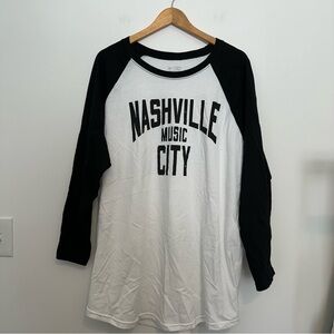 New Nashville the fiftees music city white and black baseball style shirt